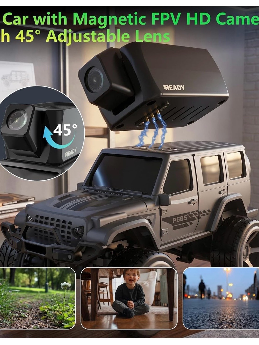 Brand new-1:64 FPV RC Car Toys with Magnetic 45° Camera for Kids Adults